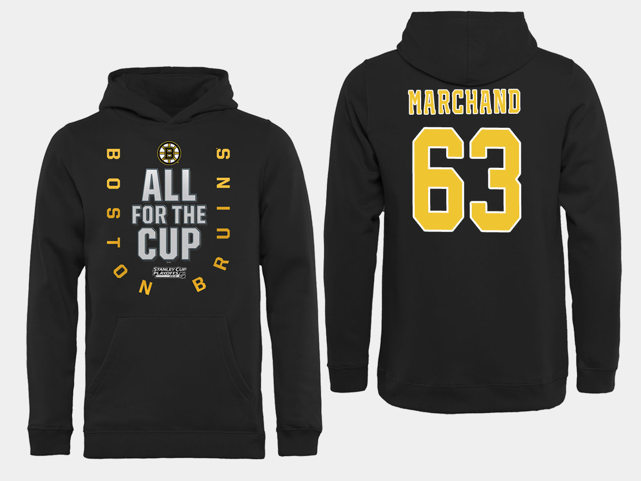 NHL Men Boston Bruins #63 Marchand Black All for the Cup Hoodie-0